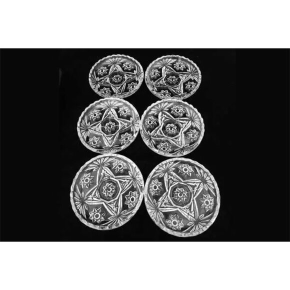 Hocking Glass Co Early American Prescut Coasters Ashtrays Clear Star of David - Picture 9 of 15